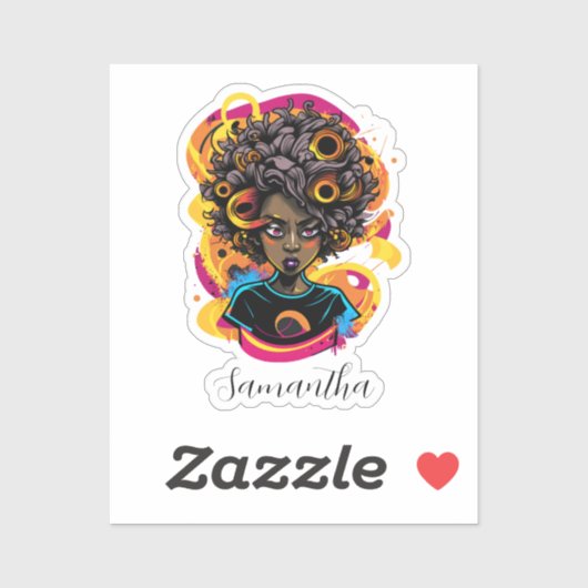 Artist Afro Woman Sticker (Vel)