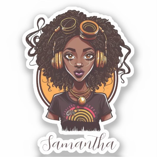 Artist Afro Woman Sticker (Voorkant)