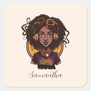 Artist Afro Woman Vierkante Sticker