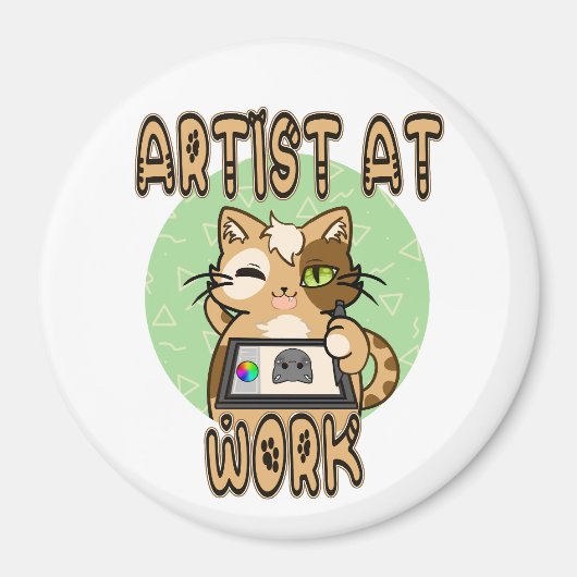 Artist at work cute cat design magneet (Voorkant)