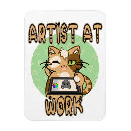 Artist at work cute cat design magneet