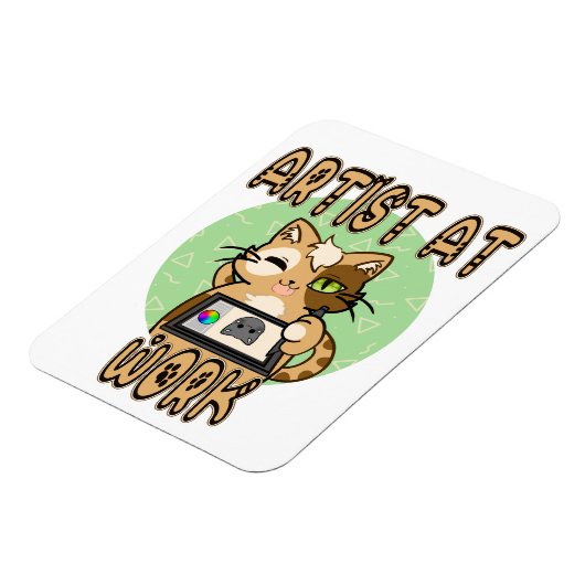 Artist at work cute cat design magneet (Linkerzijde)