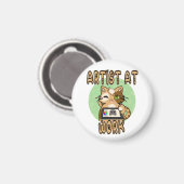 Artist at work cute cat design magnet (Voorkant / Achterkant)