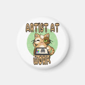 Artist at work cute cat design magnet (Voorkant)