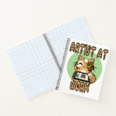 Artist at work cute cat design notitieboek (Binnen)