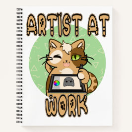 Artist at work cute cat design notitieboek