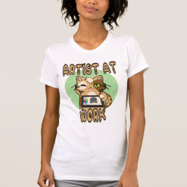 Artist at work cute cat design t-shirt