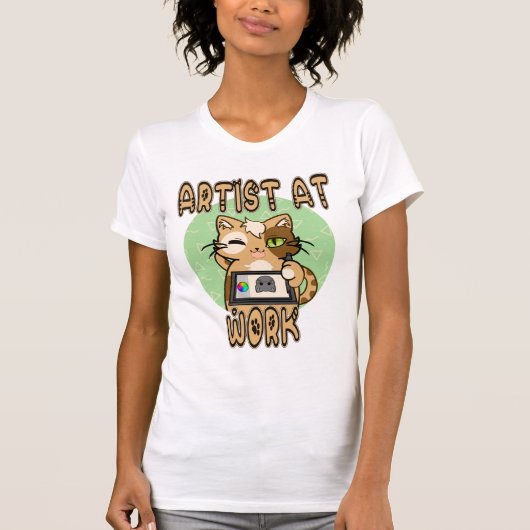 Artist at work cute cat design t-shirt (Voorkant)