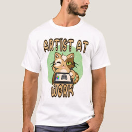 Artist at work cute cat design t-shirt