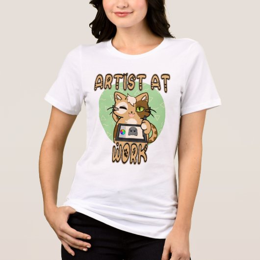 Artist at work cute cat design Tri-Blend shirt (Voorkant)