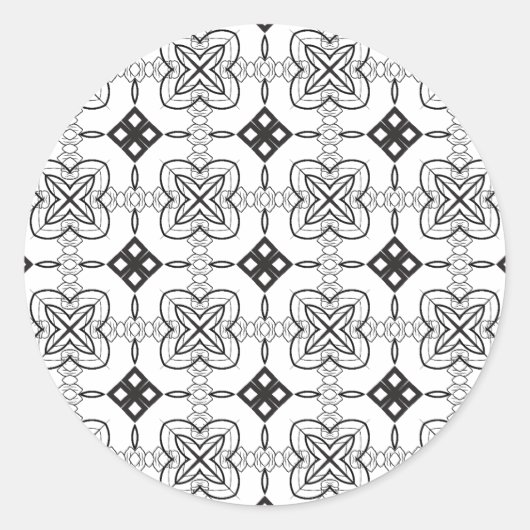 Artist Black White Geometric Floral Diamond Group Ronde Sticker (Voorkant)
