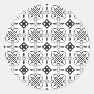 Artist Black White Geometric Floral Diamond Group Ronde Sticker