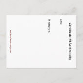 Artist Certificate of Authenticity Sjabloon Briefkaart (Achterkant)