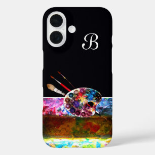 ARTIST COLOR PALETTE MONOGRAM Black iPhone 16 Hoesje