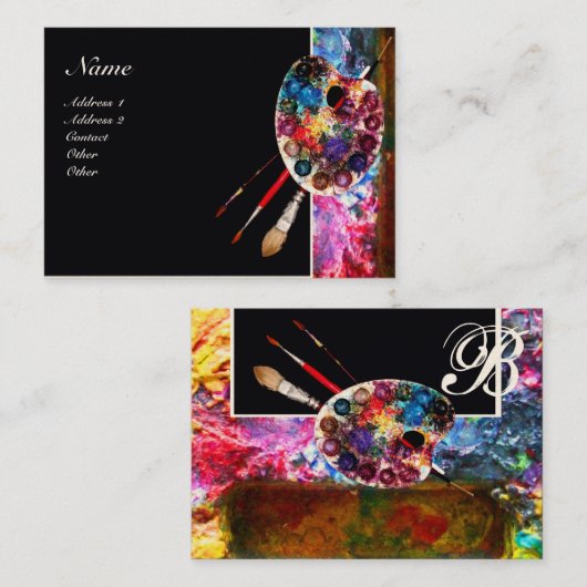 ARTIST COLOR PALETTE MONOGRAM Painter, Art Supply Visitekaartje (Voorkant / Achterkant)