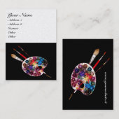 ARTIST COLOR PALETTE, zwart, wit parelpapier Visitekaartje (Voorkant / Achterkant)