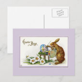 Artist Easter Bunny Lavender Briefkaart (Voorkant / Achterkant)
