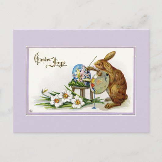 Artist Easter Bunny Lavender Briefkaart (Voorkant)