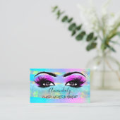 Artist Eyelash Logo Pink Holo Visitekaartje (Staand voorkant)