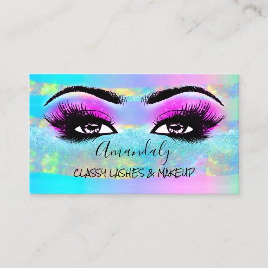 Artist Eyelash Logo Pink Holo Visitekaartje (Voorkant)