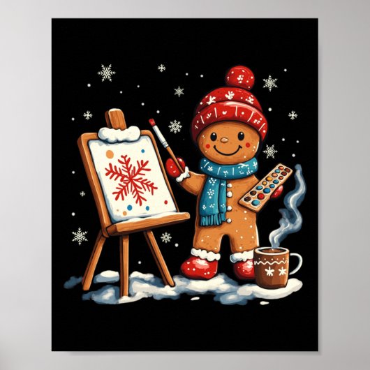 Artist Gingerbread Painter Art Teacher Student Chr Poster (Voorkant)