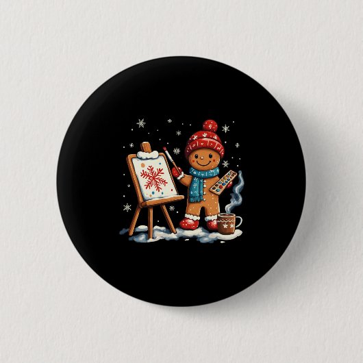 Artist Gingerbread Painter Art Teacher Student Chr Ronde Button 5,7 Cm (Voorkant)