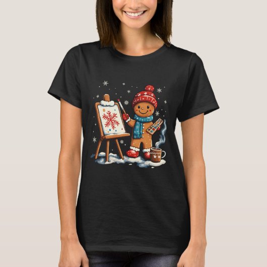 Artist Gingerbread Painter Art Teacher Student Chr T-shirt (Voorkant)