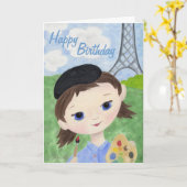 Artist Girl verjaardagskaart Kaart (Gele Bloem)