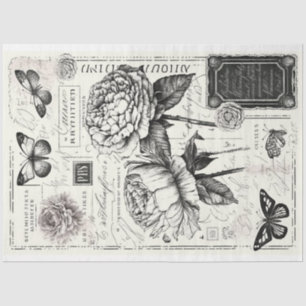 Artist Grote  Pioen Vlinder Decoupage Tissuepapier