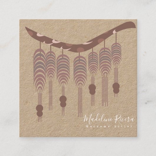 Artist handgemaakte ontwerper van Macrame Vierkante Visitekaartje (Voorkant)
