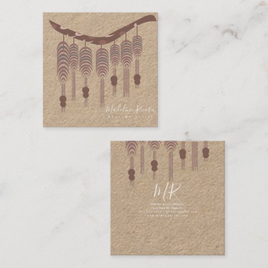 Artist handgemaakte ontwerper van Macrame Vierkante Visitekaartje (Voorkant / Achterkant)