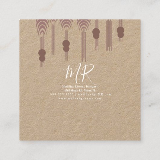 Artist handgemaakte ontwerper van Macrame Vierkante Visitekaartje (Achterkant)