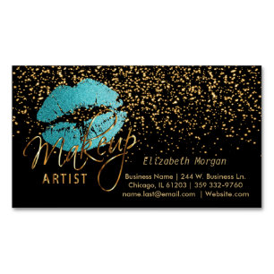 Artist maken met Gold Confetti en Blauwgroen lifte Magnetisch Visitekaartje