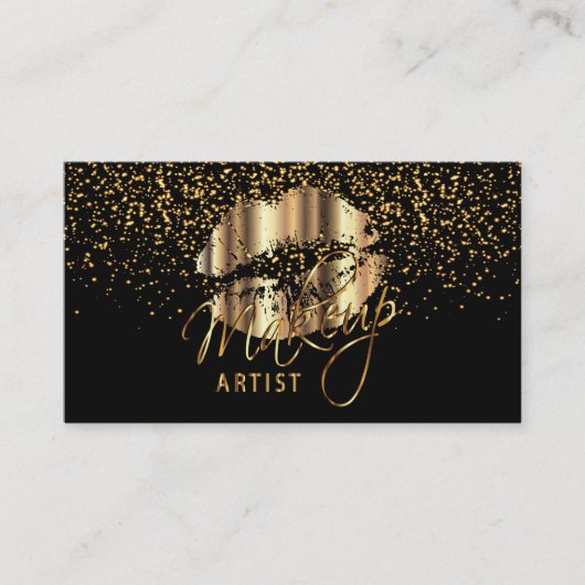 Artist maken met Gold Confetti en Gold Metal Lips Visitekaartje (Voorkant)