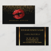 Artist maken met Gold & Red Lips Visitekaartje (Voorkant / Achterkant)
