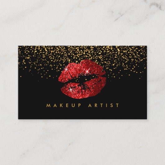Artist maken met Gold & Red Lips Visitekaartje (Voorkant)