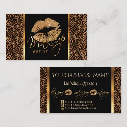 Artist maken met luipaard en gouden liften visitekaartje (Voorkant / Achterkant)