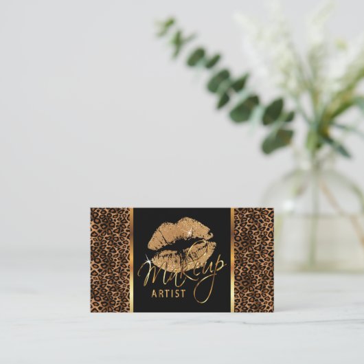Artist maken met luipaard en gouden liften visitekaartje (Staand voorkant)