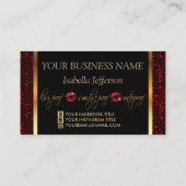 Artist maken met luipaard en rode lips visitekaartje (Achterkant)