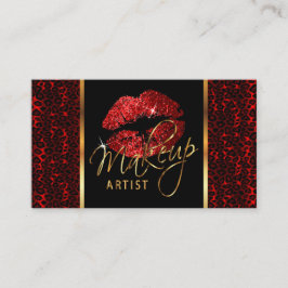 Artist maken met luipaard en rode lips visitekaartje