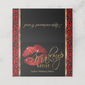 Artist maken met rode luipaard en rode lips afsprakenkaart (Buitenkant ongevouwen)