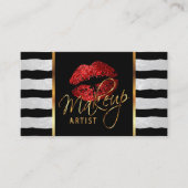 Artist maken met strepen en rode lips visitekaartje (Voorkant)