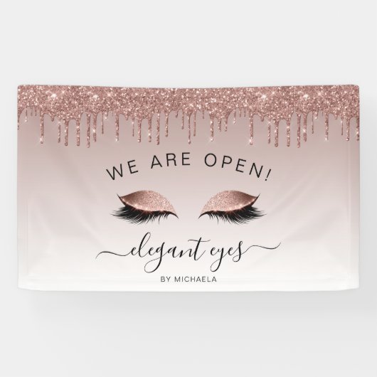 Artist maken we open Roos Glitter Eyes Spandoek (Horizontaal)