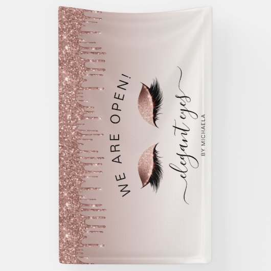 Artist maken we open Roos Glitter Eyes Spandoek (Verticaal)