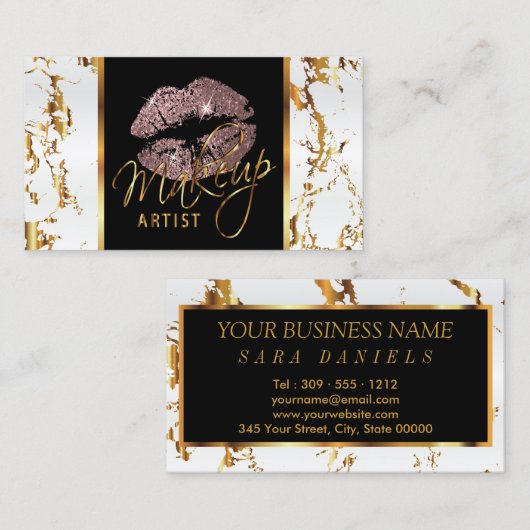 Artist maken - Witte marmer Gold-accessoires en Ro Visitekaartje (Voorkant / Achterkant)