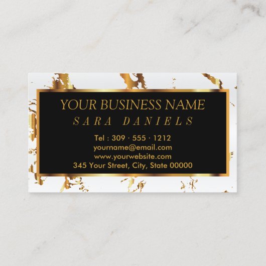 Artist maken - Witte marmer Gold-accessoires en Ro Visitekaartje (Achterkant)