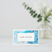 Artist Marble Aqua Silver Waterverf Visitekaartje (Staand voorkant)