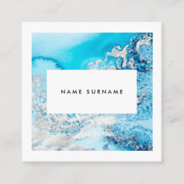 Artist Marble Aqua Waterverf Square Visitekaartje