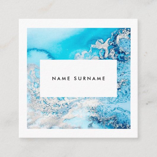 Artist Marble Aqua Waterverf Square Visitekaartje (Voorkant)