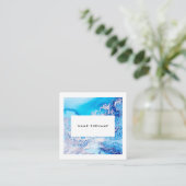 Artist Marble Blue Waterverf Square Visitekaartje (Staand voorkant)